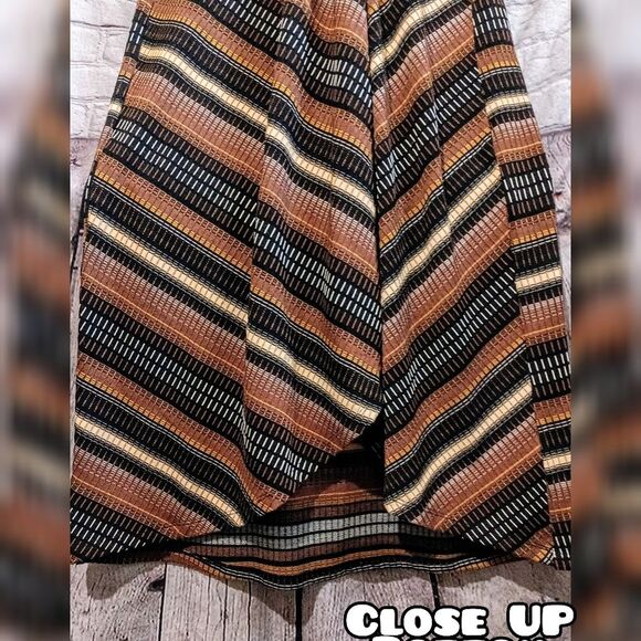 Anthropologie Maeve Striped black/brown Motif Wrap Maxi Dress - Picture 6 of 9